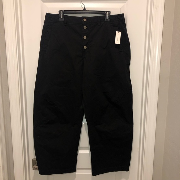 Pilcro Anthropologie The Arin Mid-Rise Button-Front Linen Blend Barrel Pants 33 - Picture 4 of 10